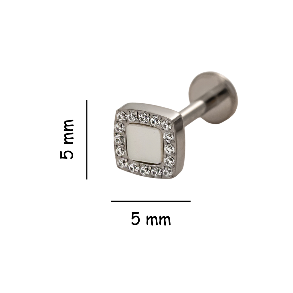 Lumi Square Titanium Flat Back Stud Earring