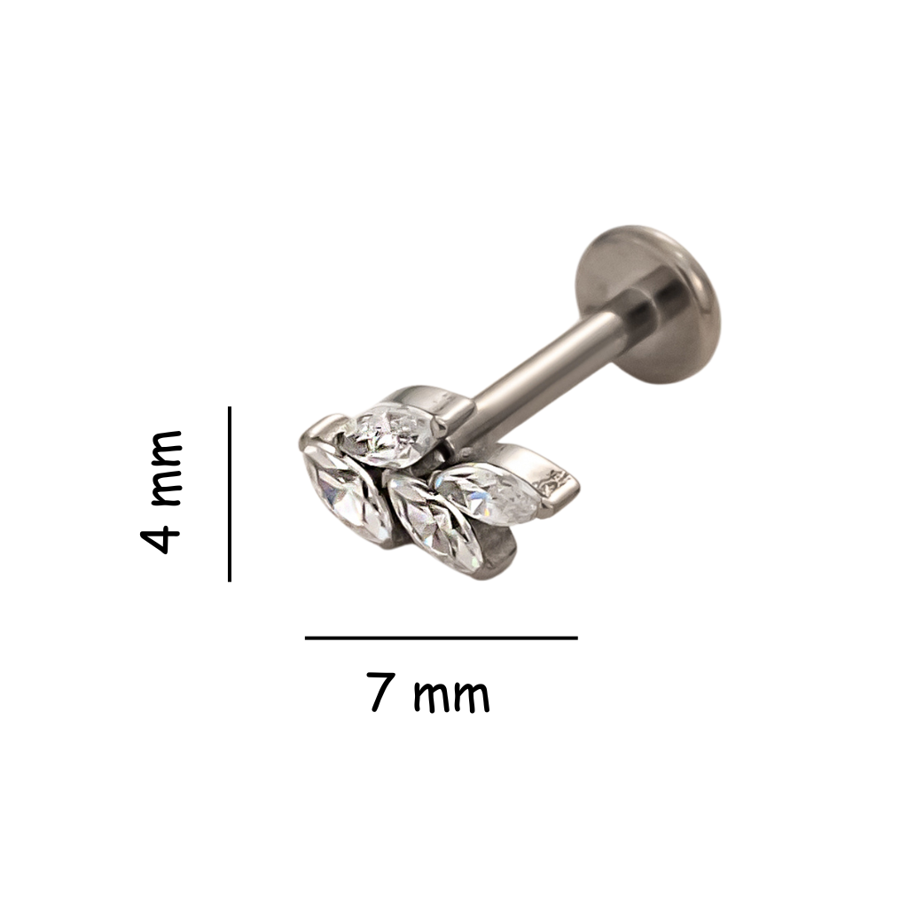 Mini Leaf Titanium Flat Back Stud Earring