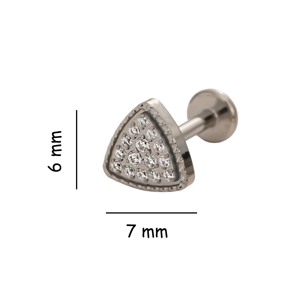Shimmer Triangle Titanium Flat Back Stud Earring