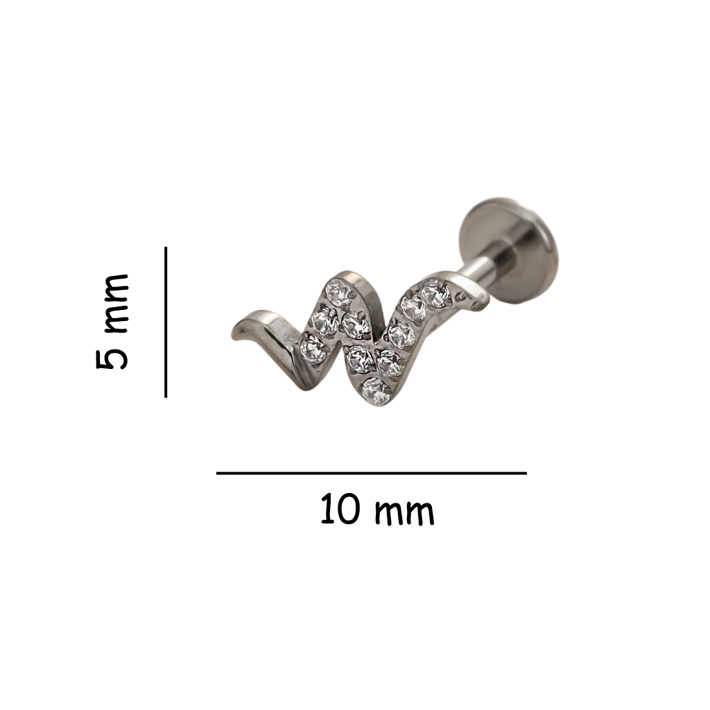 Snaked Wave Flat Back Titanium Stud Earring