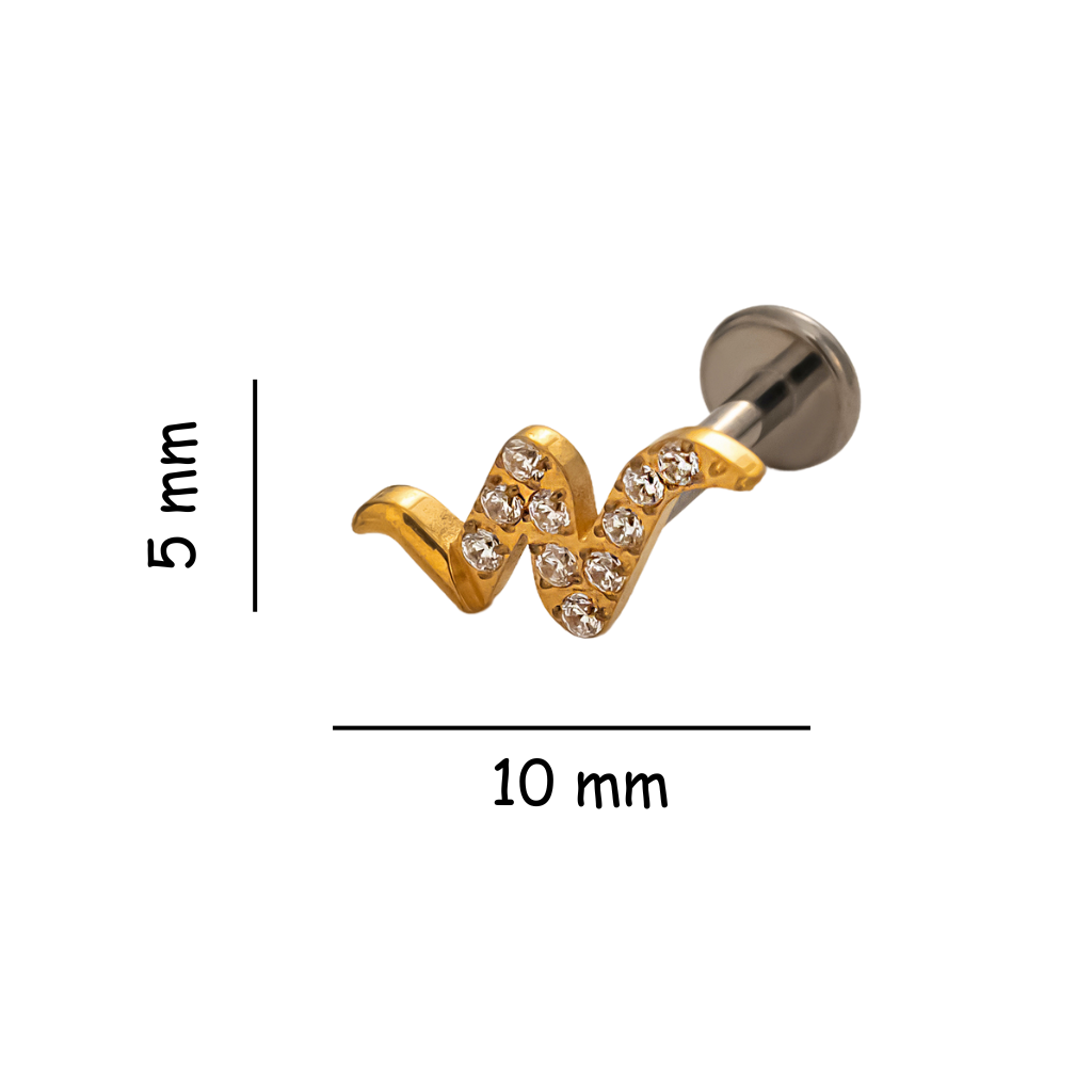 Snaked Wave Flat Back Titanium Stud Earring
