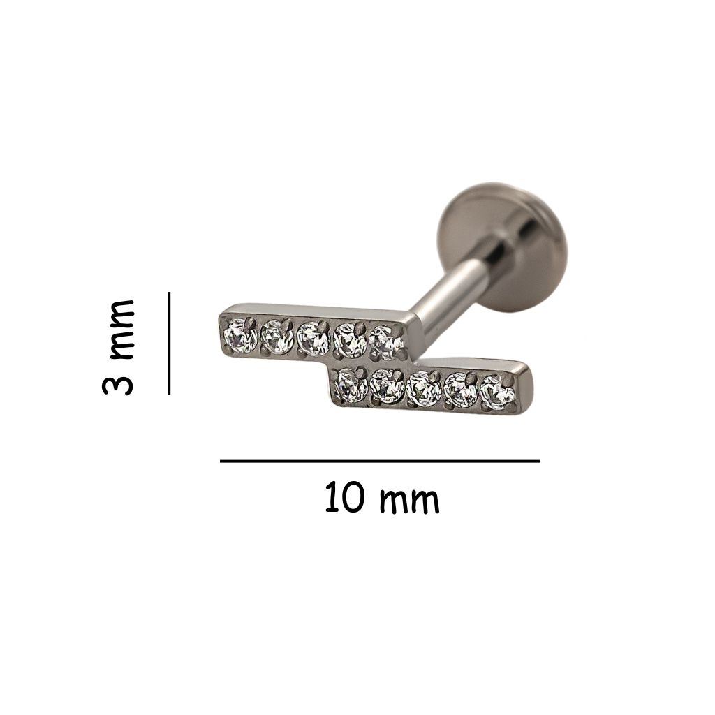 Twin Bar Titanium Flat Back Stud Earring