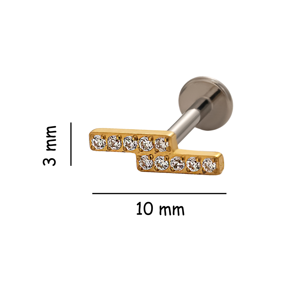Twin Bar Titanium Flat Back Stud Earring