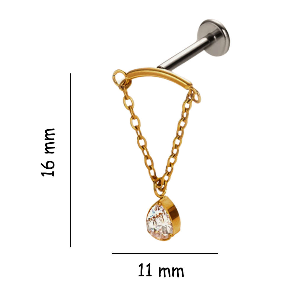Tear Drop Titanium Flat Back Stud Earring
