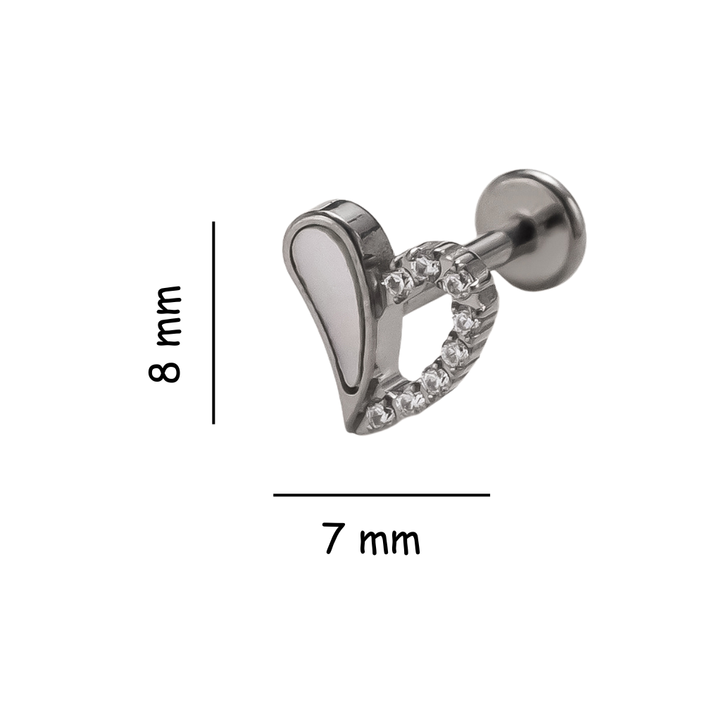 Curved Heart Titanium Flat Back Stud Earring