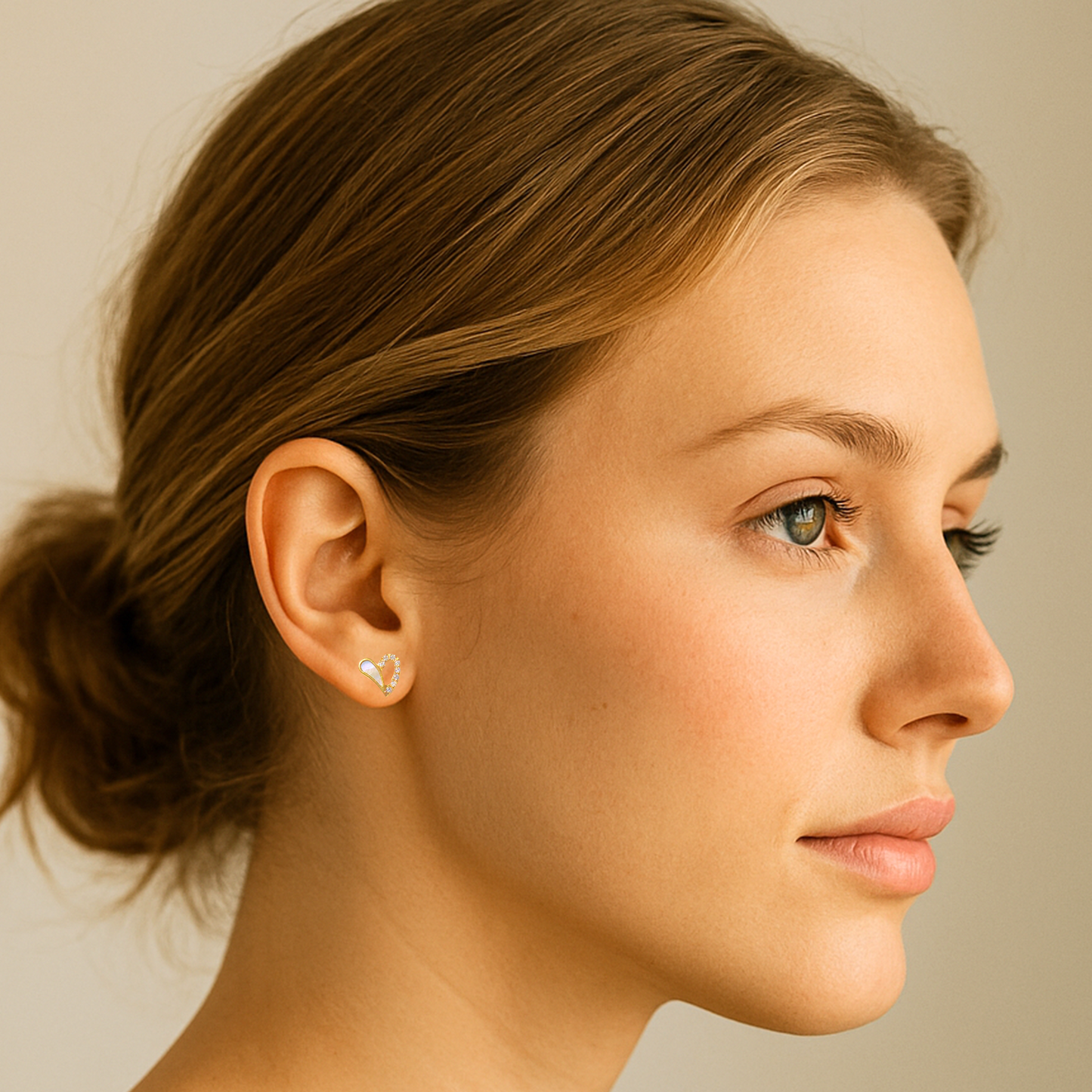 Curved Heart Flat Back Titanium Stud Earring