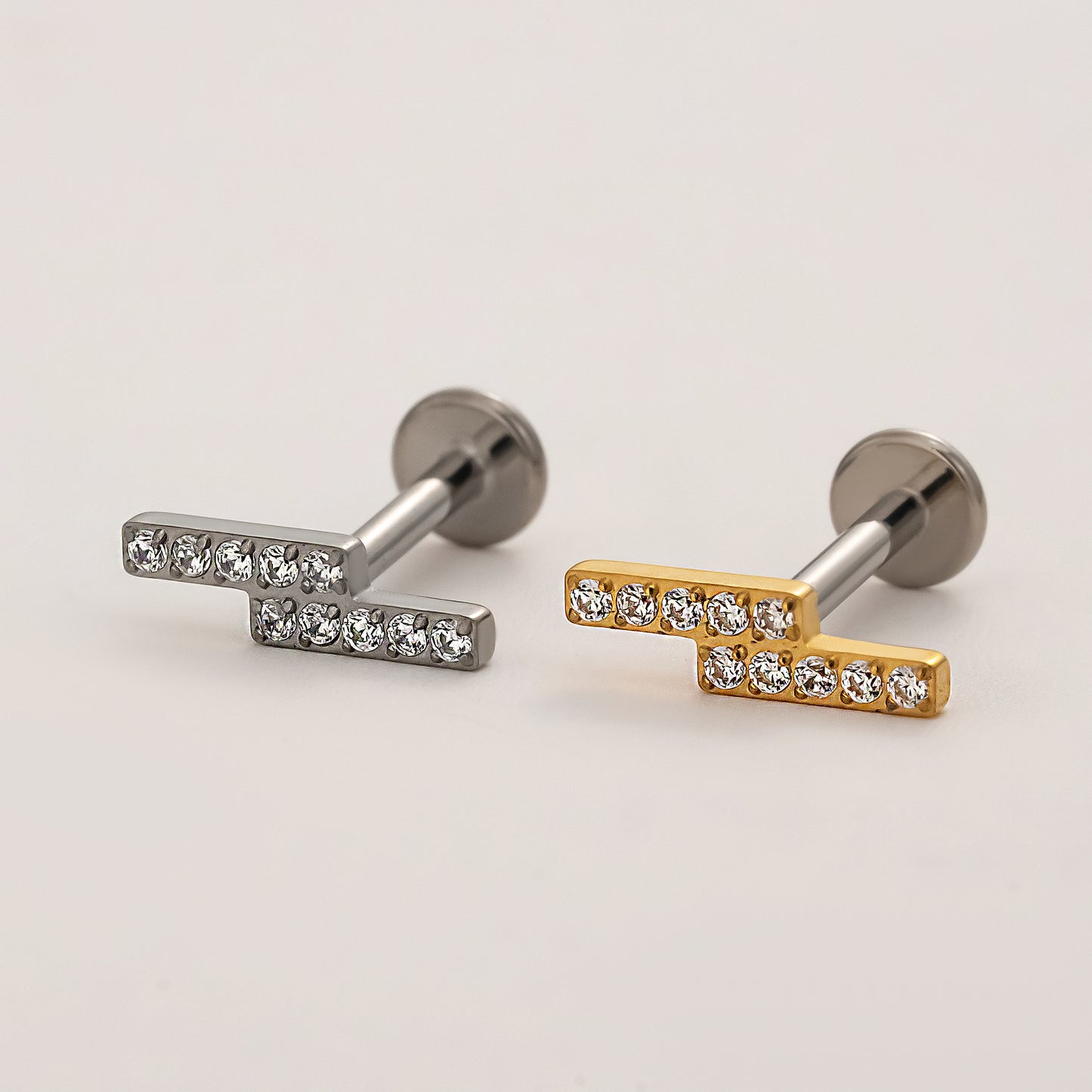Twin Bar Flat Back Titanium Stud Earring