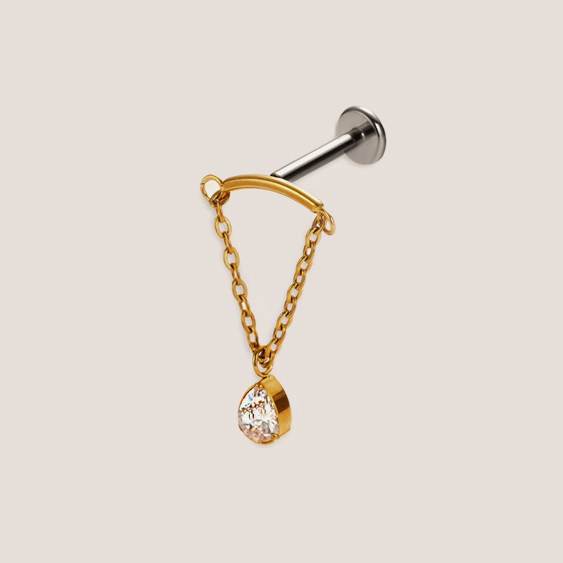 Tear Drop Flat Back Titanium Stud Earring