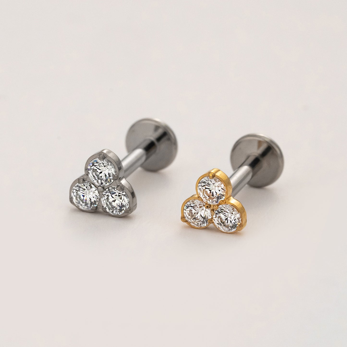 Mini Clover Flat Back Titanium Stud Earring