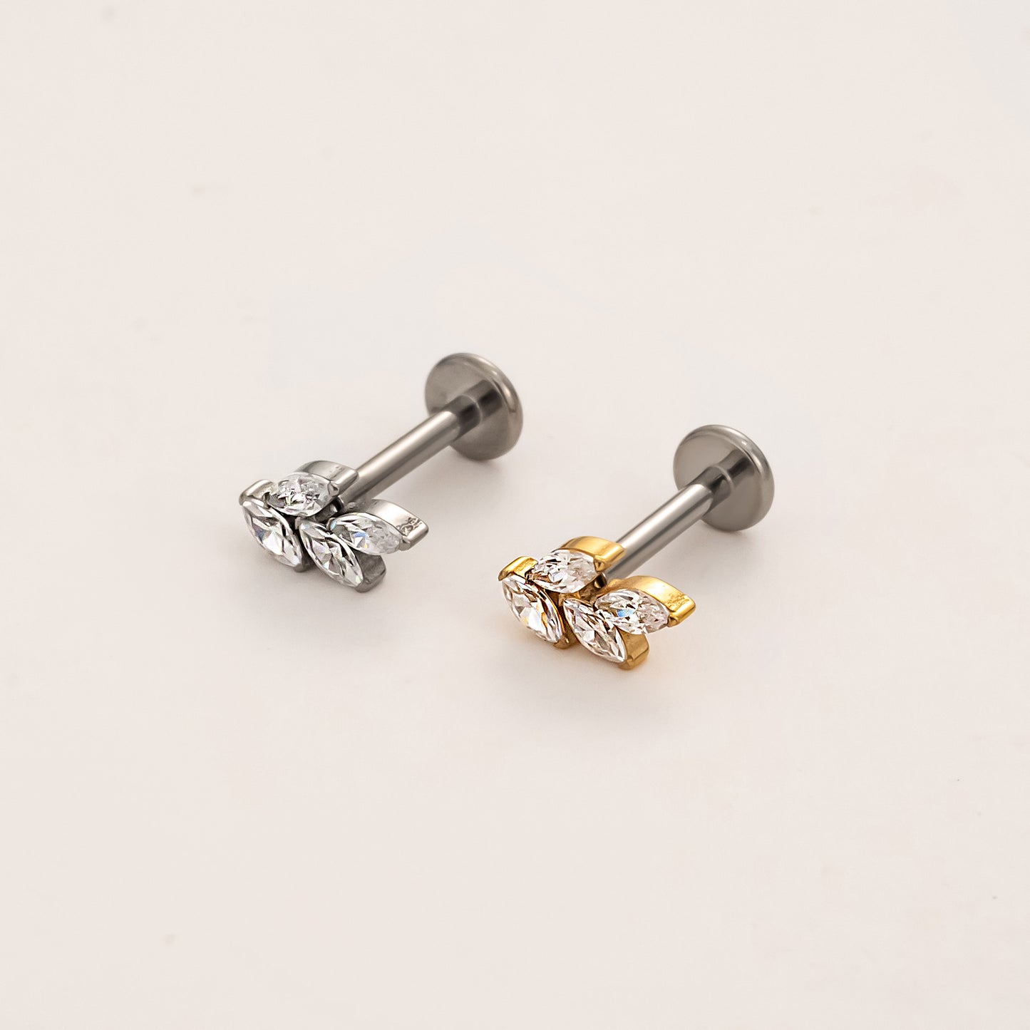 Mini Leaf Flat Back Titanium Stud Earring