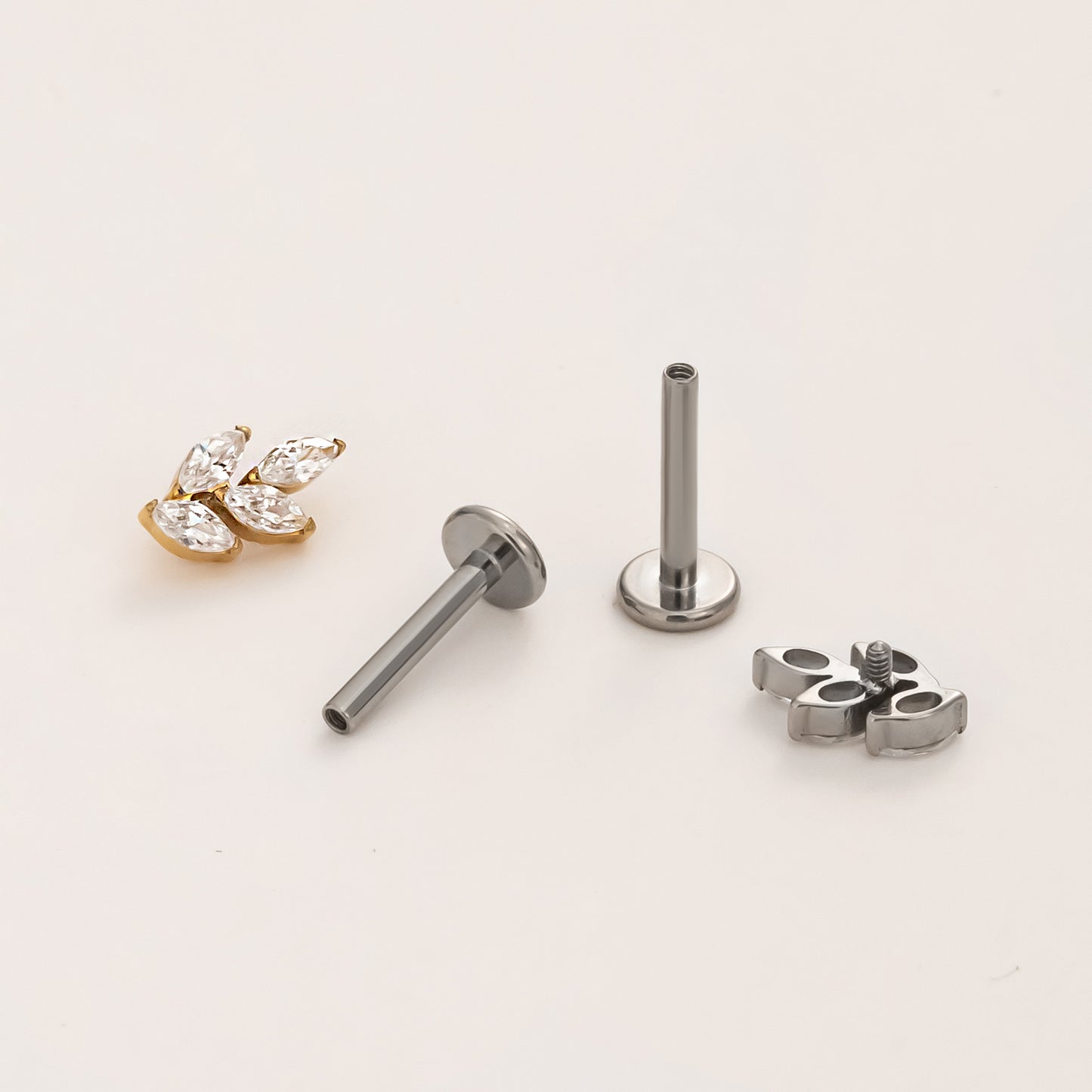 Mini Leaf Flat Back Titanium Stud Earring