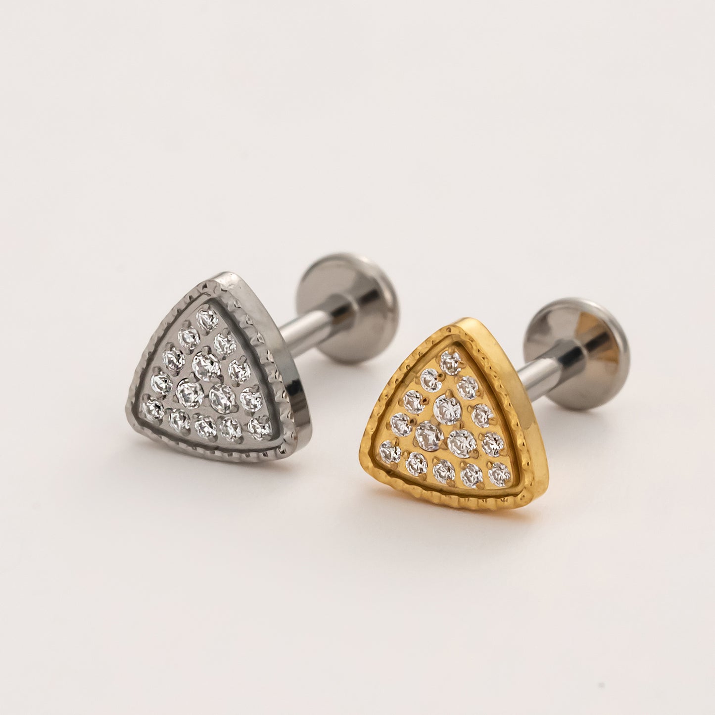 Shimmer Triangle Flat Back Titanium Stud Earring