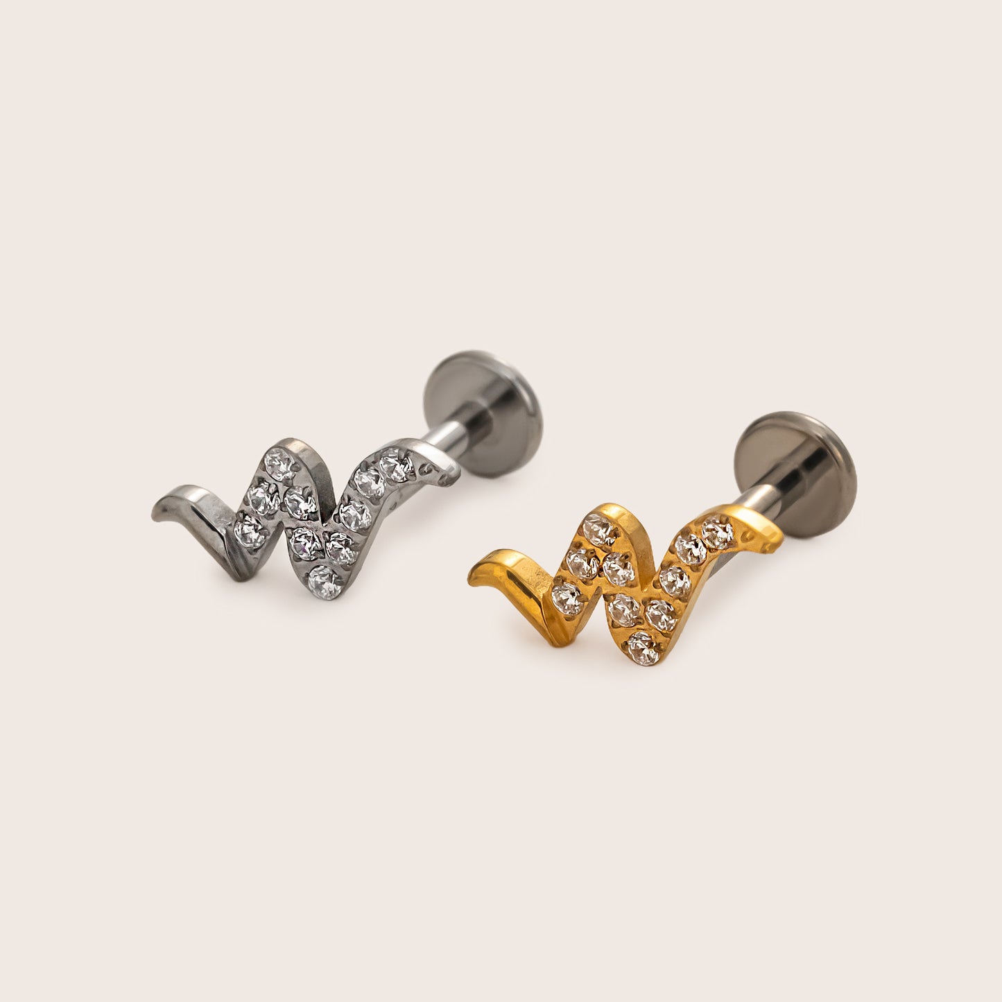 Snaked Wave Flat Back Titanium Stud Earring