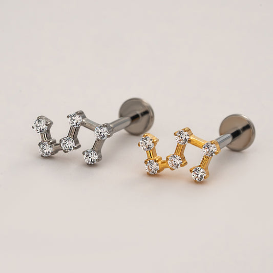 Titanium stellar steps flat back stud earrings in natural titanium and gold, hypoallergenic and safe for sensitive ears