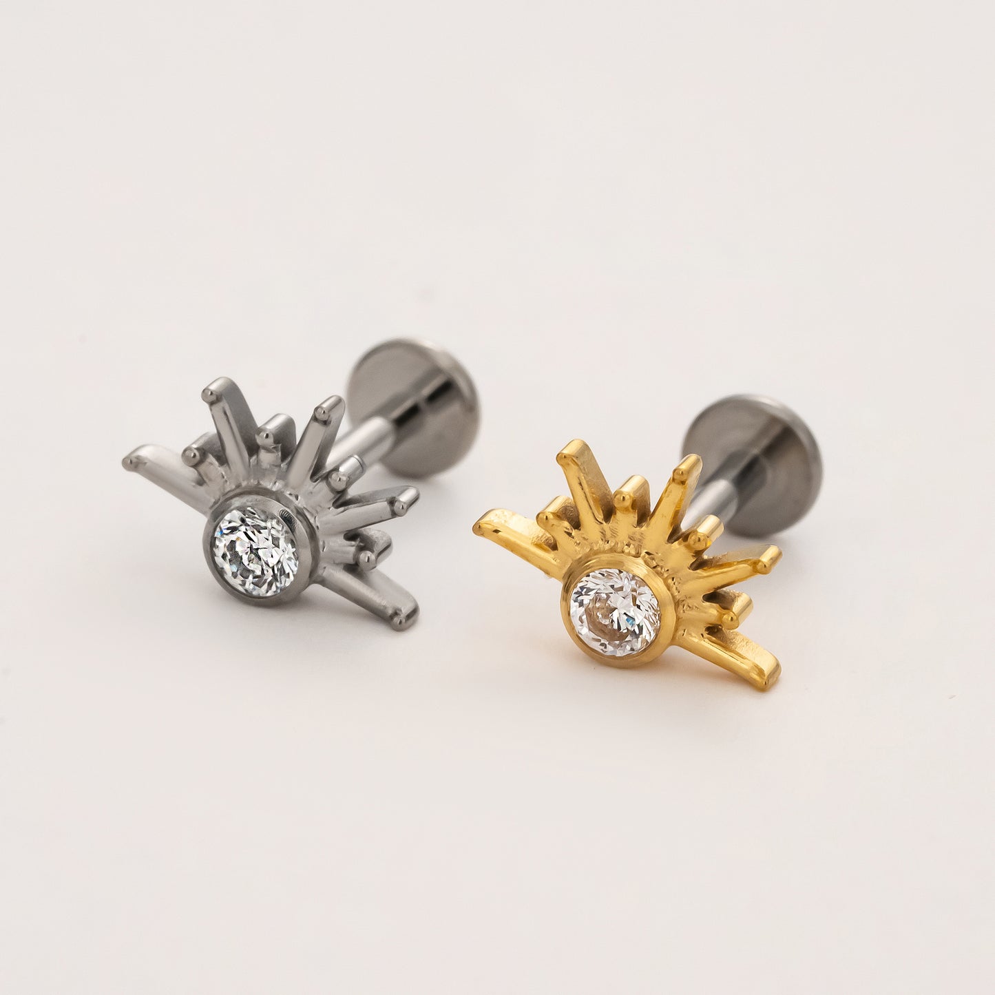 Sunbeam Flat Back Titanium Stud Earring