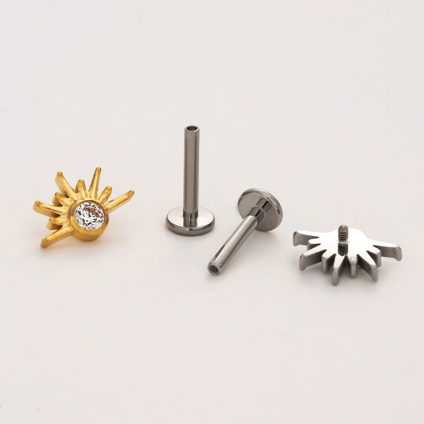 Sunbeam Flat Back Titanium Stud Earring
