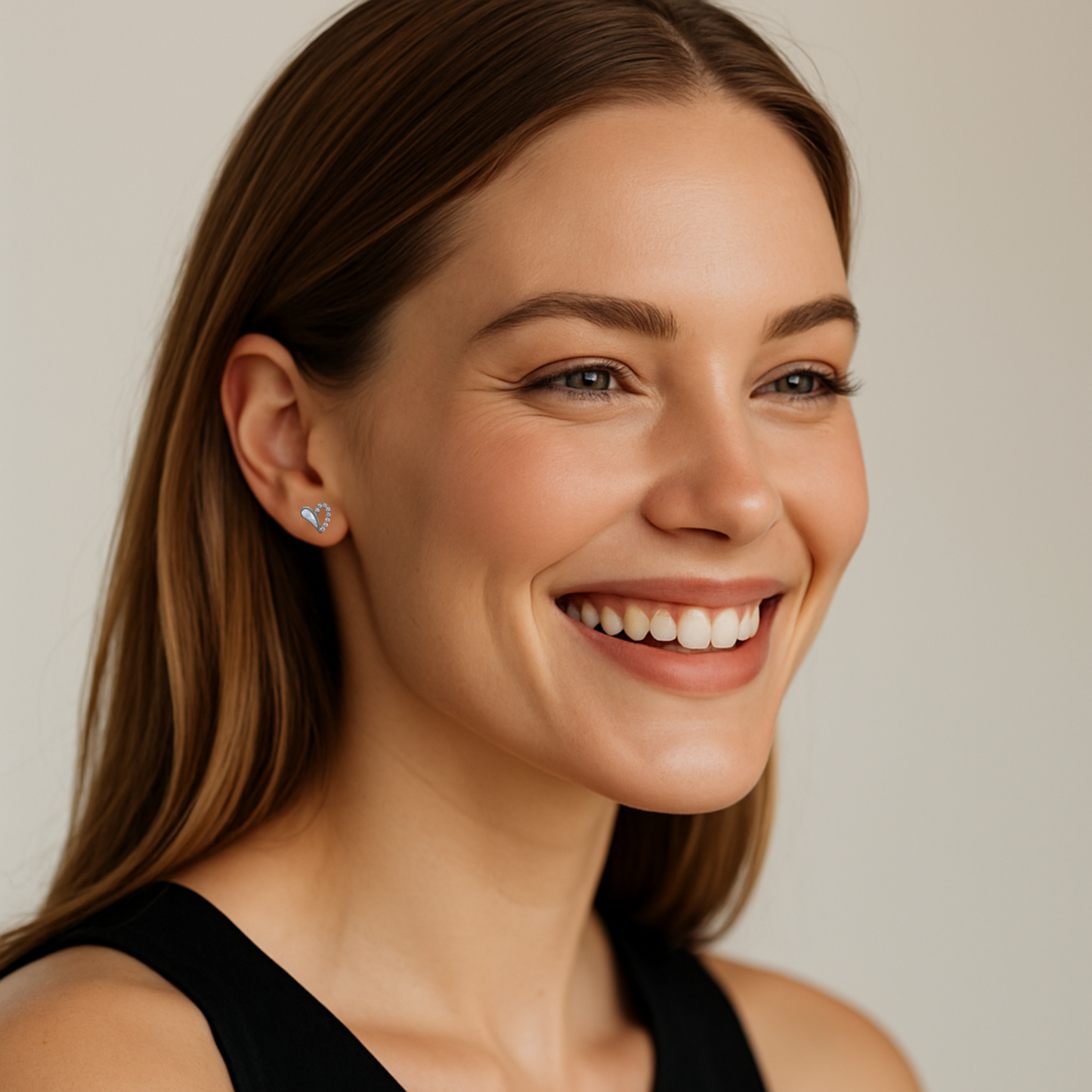 Curved Heart Flat Back Titanium Stud Earring