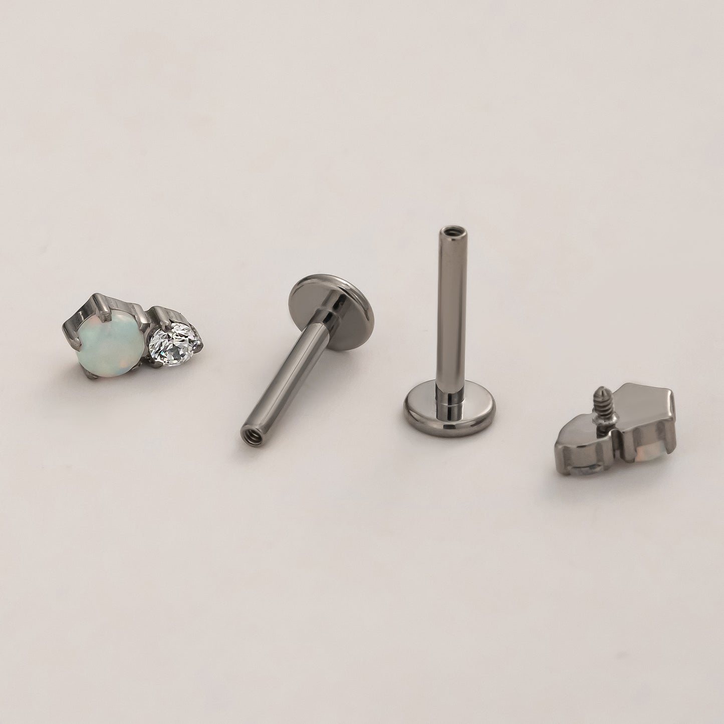 Twin Moonlight Opal Flat Back Titanium Stud Earring