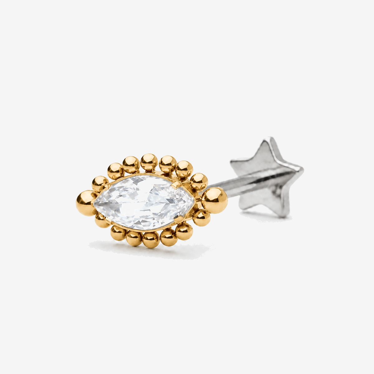 Celestial Eye gold titanium flat back stud earring