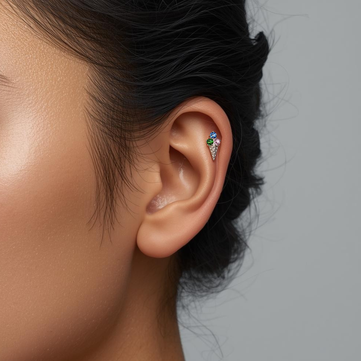 Triple Treat Titanium Flat Back Stud Earring