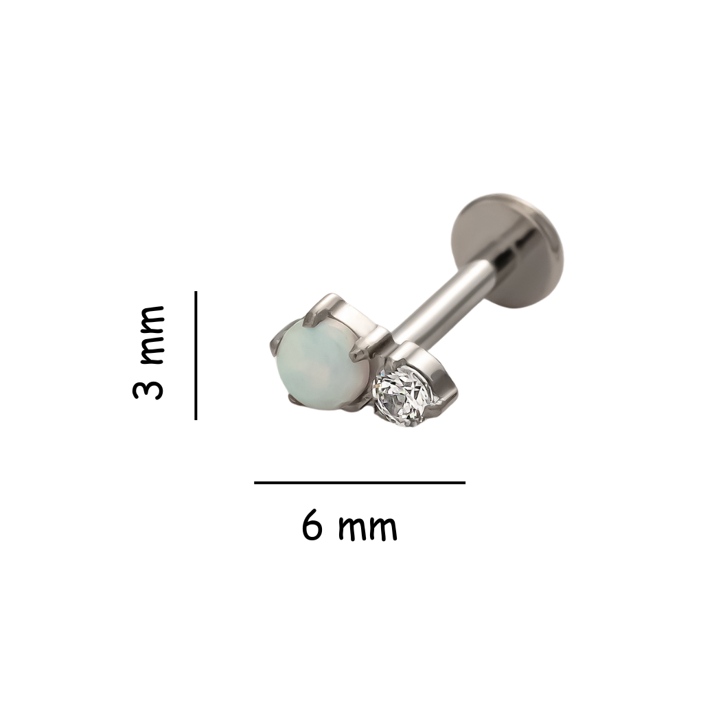 Twin Moonlight Opal Titanium Flat Back Stud Earring