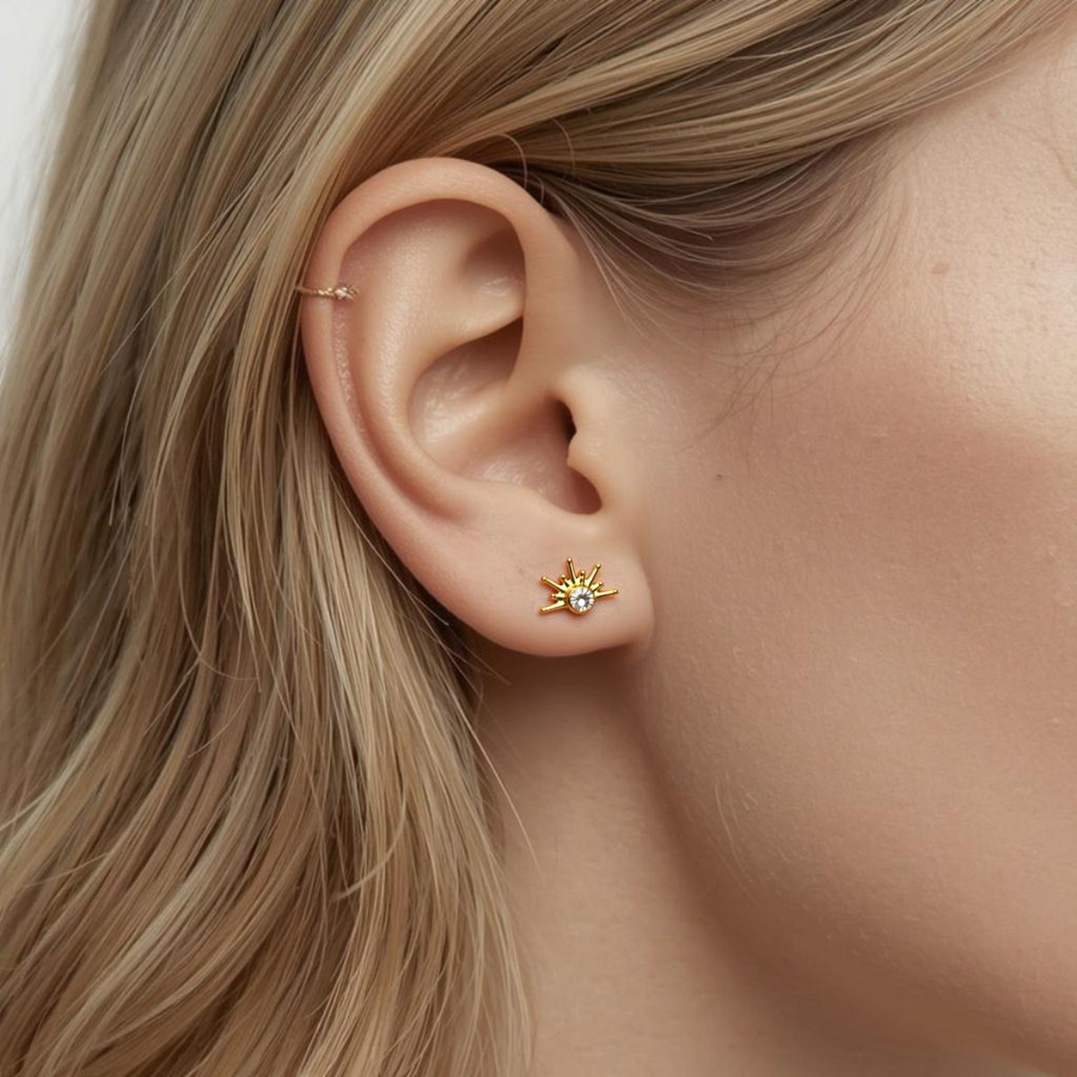 Sunbeam Titanium Flat Back Stud Earring
