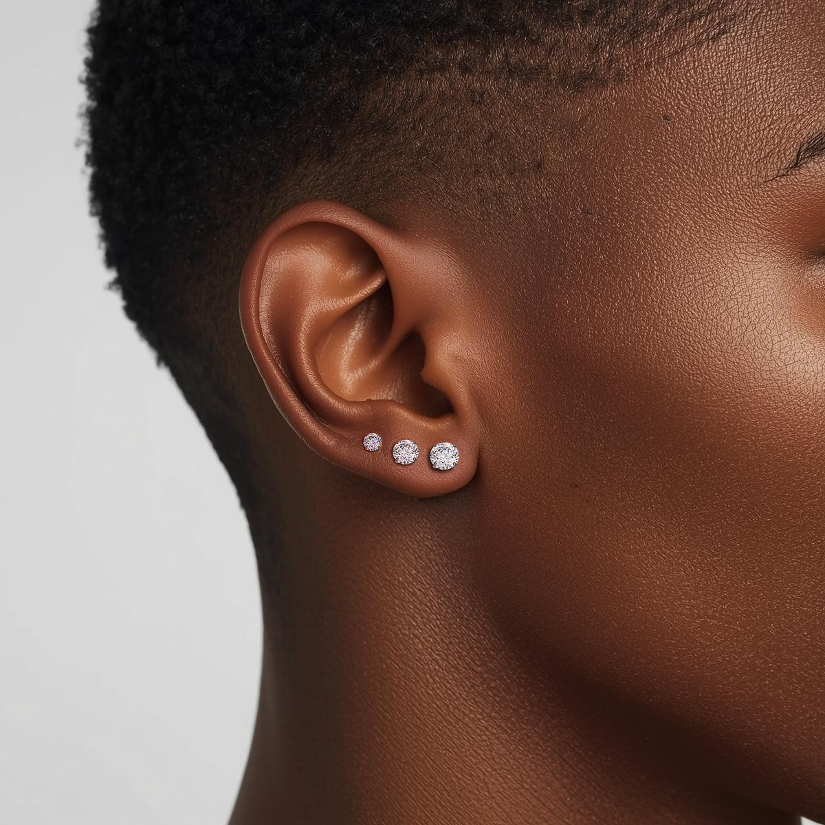 Timeless Radiance Titanium Flat Back Stud Earring
