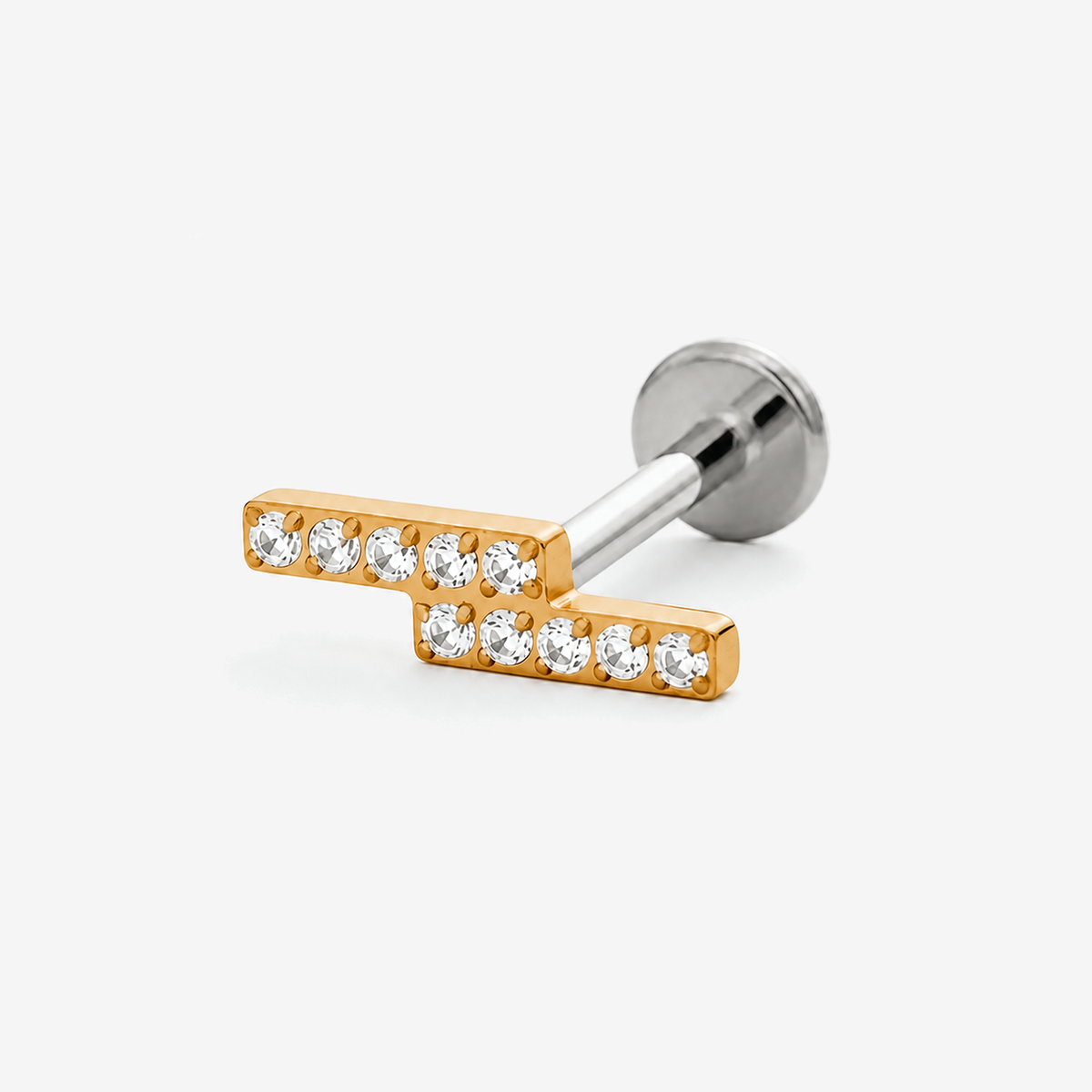 Twin Bar gold titanium flat back stud earring