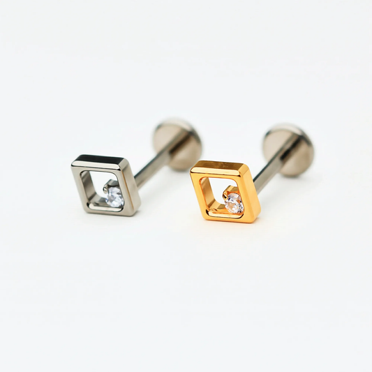 Push Pin | Floating Crystal Titanium Flat Back Stud Earring