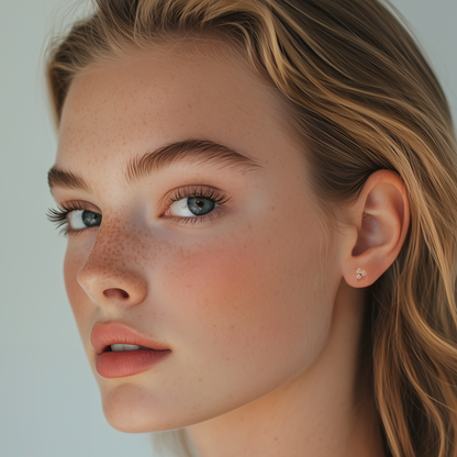 Mini Clover Flat Back Titanium Stud Earring