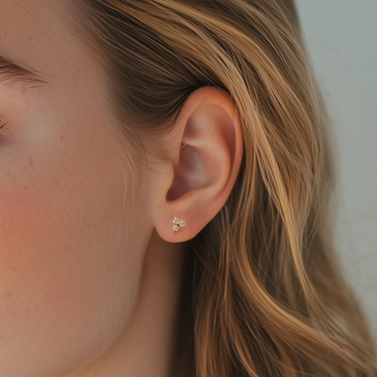 Mini Clover Flat Back Titanium Stud Earring
