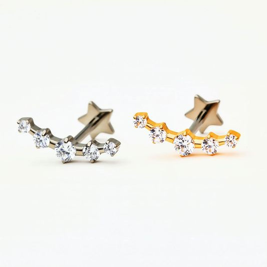 Internally Threaded | Radiant Row Titanium Flat Back Stud Earring