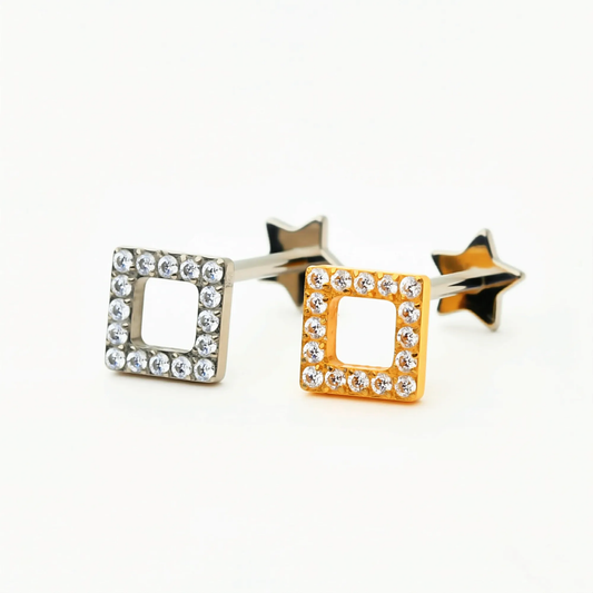 Internally Threaded | Spark Frame Titanium Flat Back Stud Earring