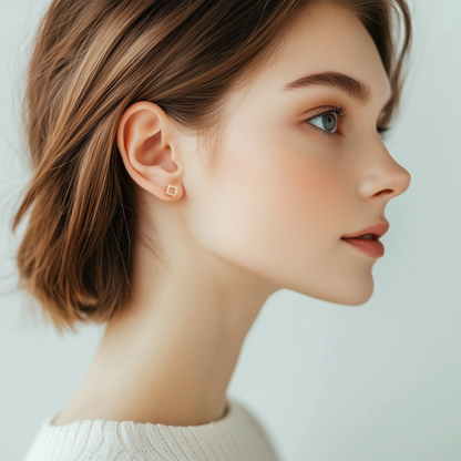 Spark Frame Flat Back Titanium Stud Earring