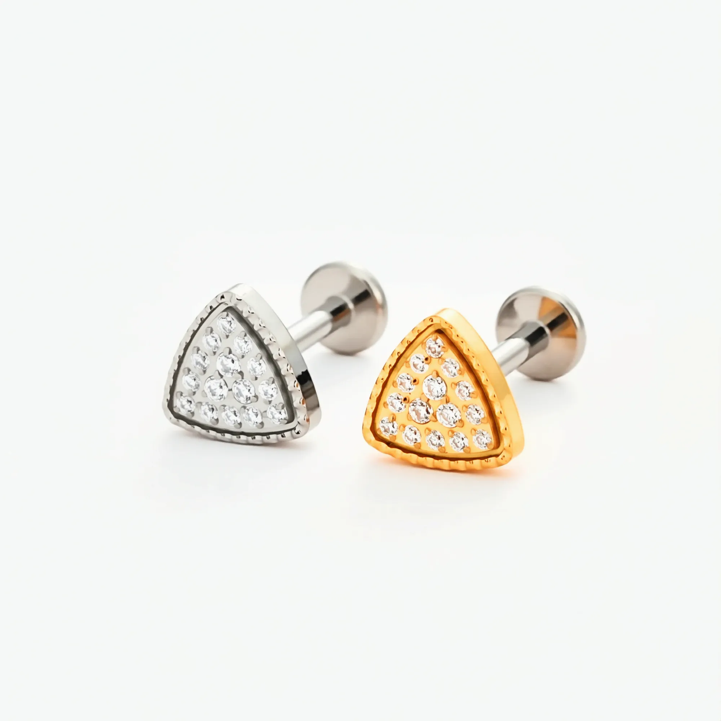 Shimmer Triangle Titanium Flat Back Stud Earring (Internally Threaded)