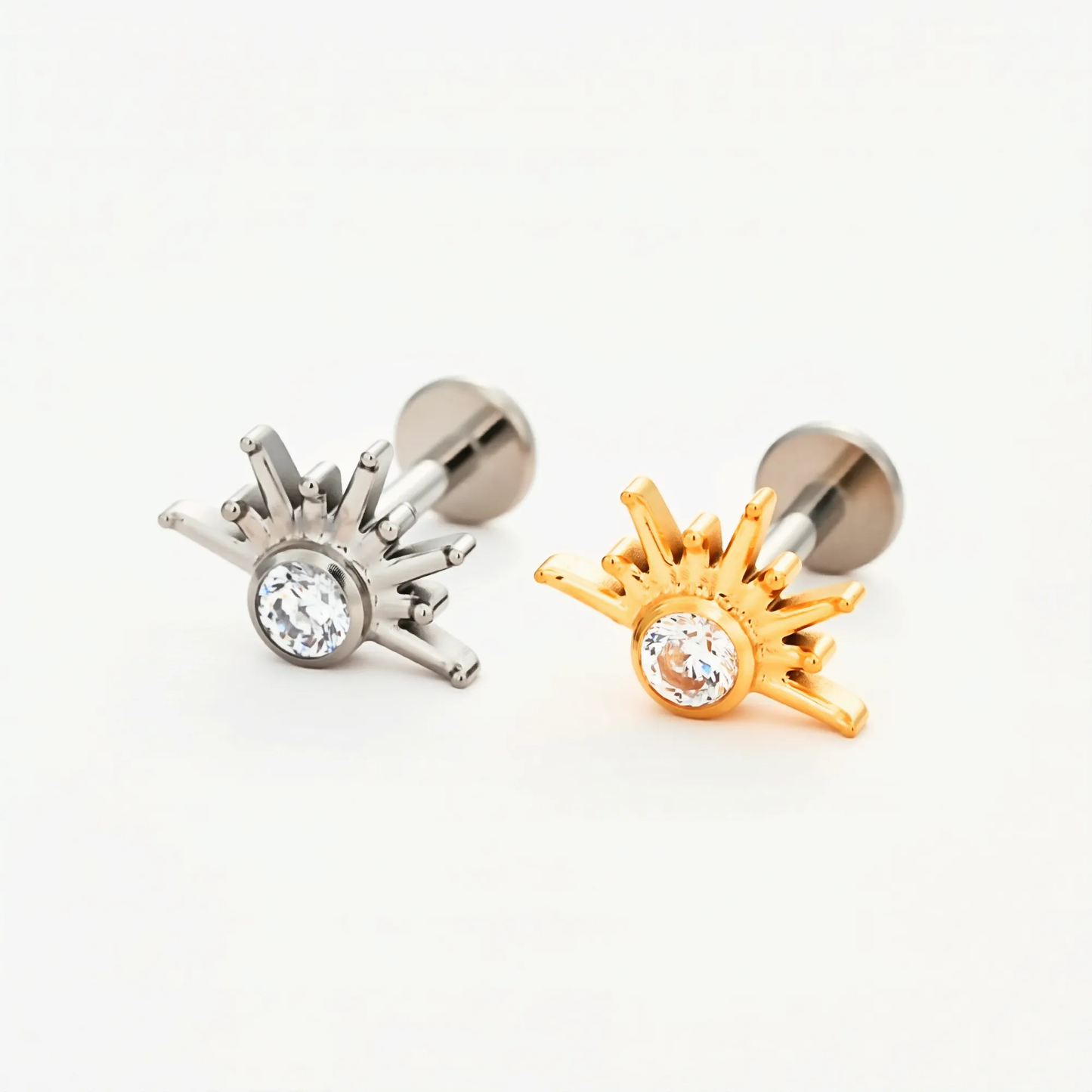 Sunbeam Titanium Flat Back Stud Earring (Internally Threaded)