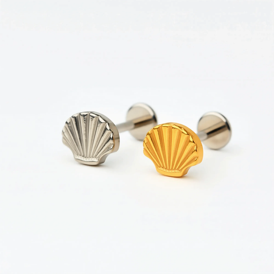 Push Pin | Shell Crest Titanium Flat Back Stud Earring