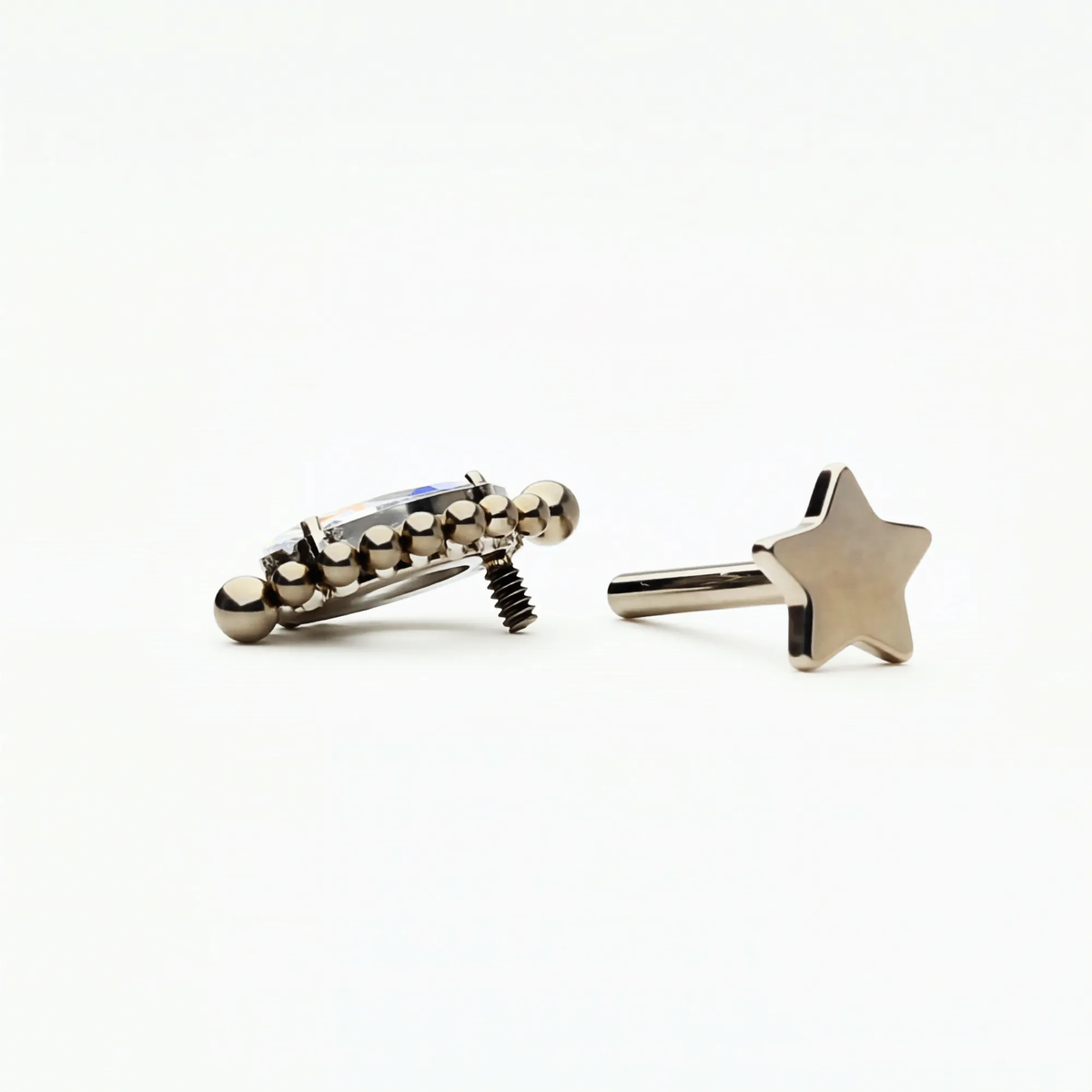 Celestial Eye flat back earring, decorative top and post shown separately