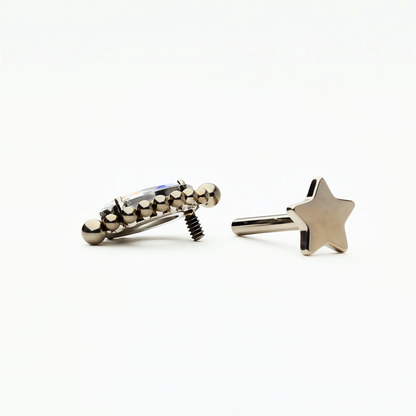 Celestial Eye flat back earring, decorative top and post shown separately