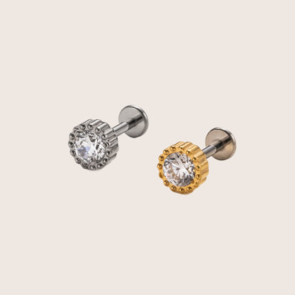 Crown Spark Flat Back Titanium Stud Earring