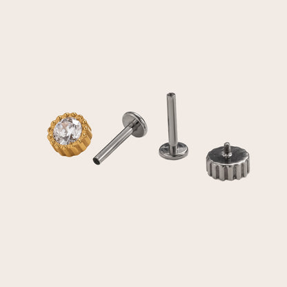 Crown Spark Flat Back Titanium Stud Earring
