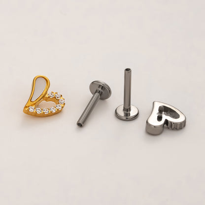 Curved Heart Flat Back Titanium Stud Earring