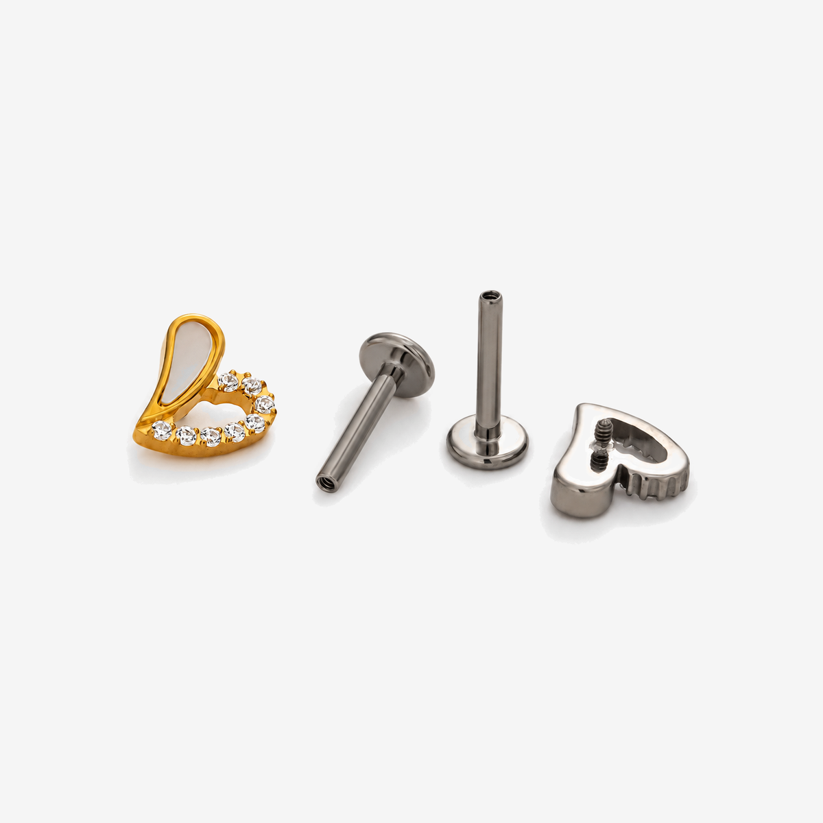 Curved Heart earrings, detached tops and posts