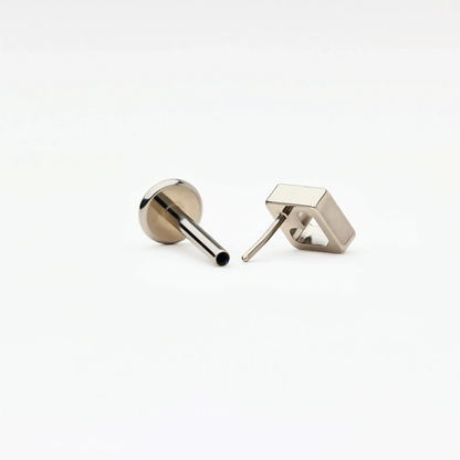 Floating Crystal flat back earring, decorative top and post shown separately