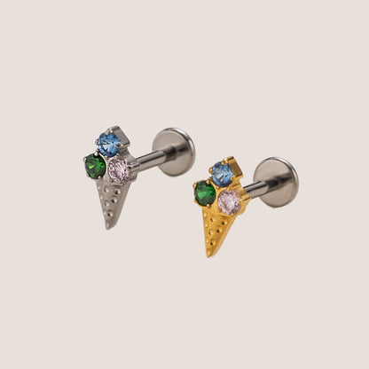 Triple Treat Flat Back Titanium Stud Earring