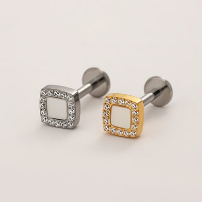 Lumi Square Flat Back Titanium Stud Earring