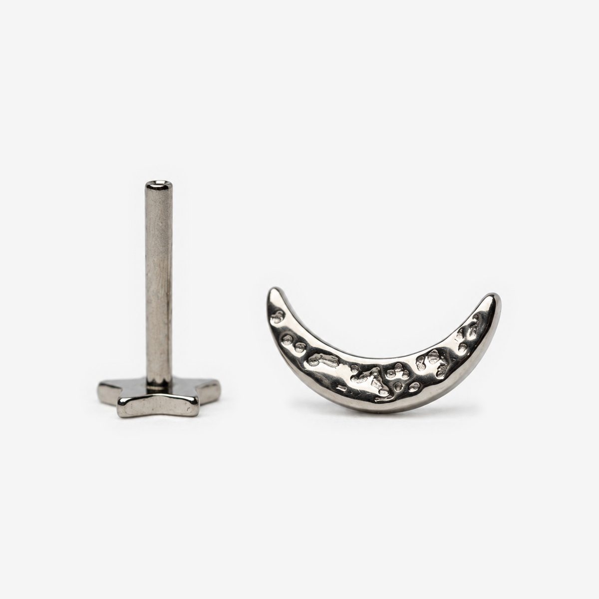 Lunar Crescent earring with detached top and titanium post