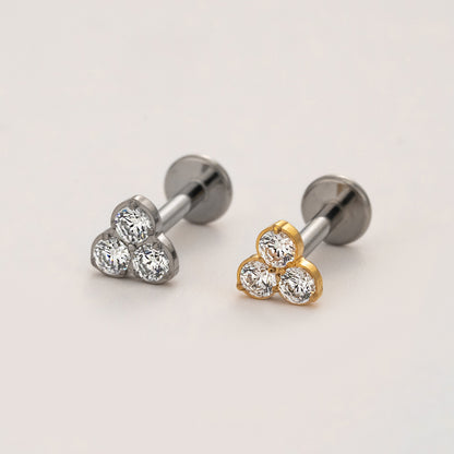Mini Clover Flat Back Titanium Stud Earring
