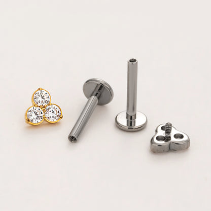 Mini Clover Flat Back Titanium Stud Earring