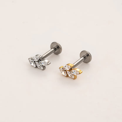 Mini Leaf Flat Back Titanium Stud Earring